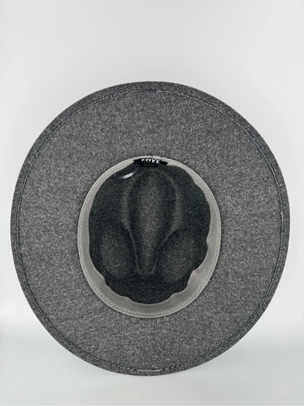 FRYE Felt Tall Crown Fedora Hat, Leather Band, Hat Size OSFM, Heather Grey